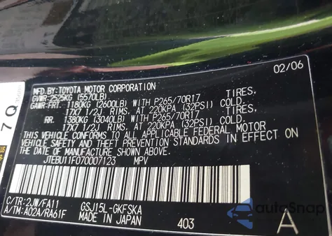 2007 Toyota Fj Cruiser z USA, uszkodzony, nr VIN JTEBU11F070007123